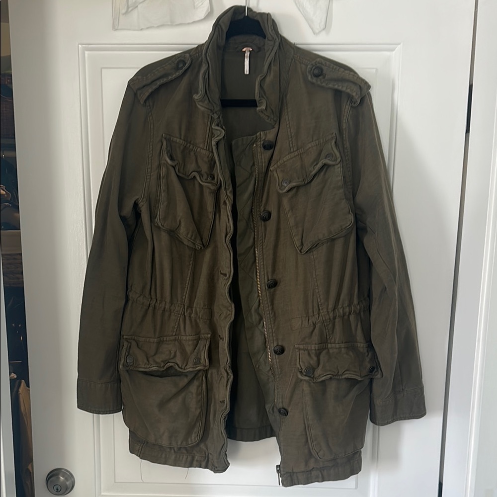 Free People Women’s Olive Green Military Jacket